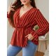 thumbnail image 3 of Blusa de talla grande para mujer, camisas casuales acampanadas de manga larga a rayas, 3 of 8