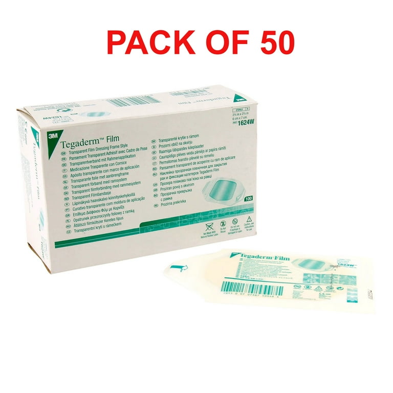 3M Tegaderm Film 1624W 95枚 3M Tegaderm 1624W Film Dressing - 2-3/8 in. x 2¾ in - Adhesive