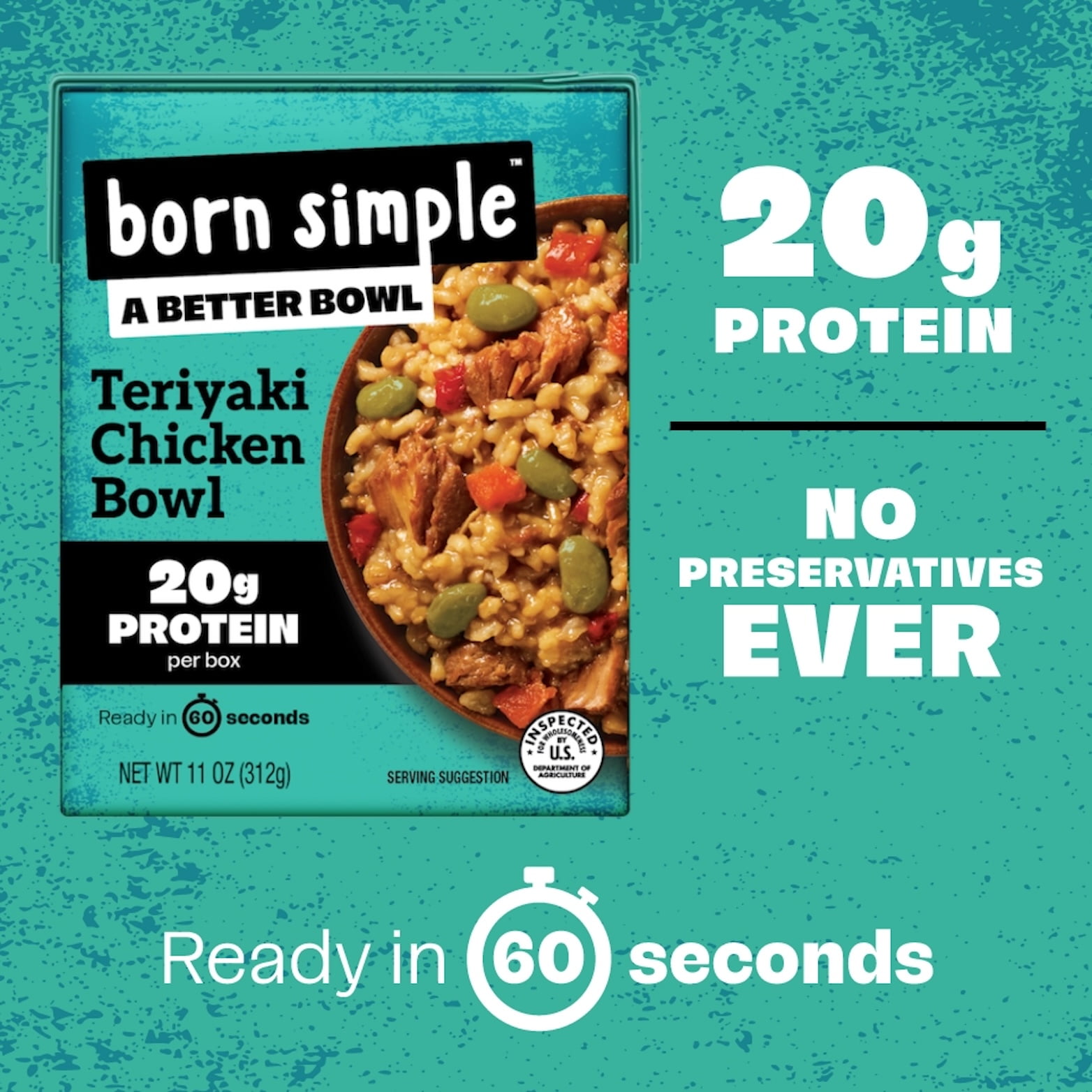【CPC-L24】Teriyaki 2 pack) Born Simple Teriyaki Chicken Rice Bowl, 11 oz Shelf
