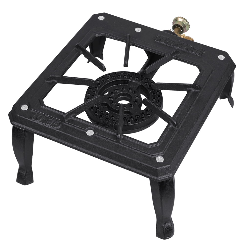 TOPCHANCES Portable Stove Single Burner Cast Iron Propane Camping Stoves LPG Gas Cooker (Regulator Hose not included)