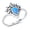 Blue, variant on Teardrop Blue Simulated Opal V Shape Victorian Ring Sterling Silver Size 9