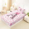 thumbnail image 4 of Erosebridal Pink Leopard Print Twin Sheet Sets For Girls,Letter A Initial Bedding 3pcs, 4 of 6