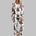 thumbnail image 2 of Lorytime Pjs Sets for Women Long Sleeve Christmas Tree Crew Neck Tunic Tops Elastic Waist Pants Holiday Loungewear, 2 of 6