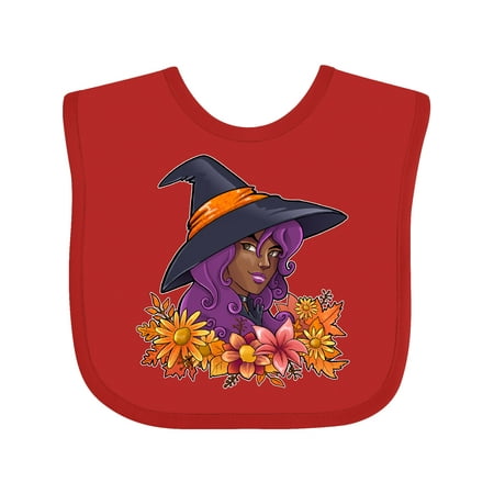 

Inktastic Witch with Autumn Flowers and Leaves Gift Baby Boy or Baby Girl Bib