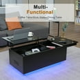 thumbnail image 6 of Hommpa LED Coffee Table with Charging Station Black Lift Top Coffee Table with Storage and Hidden Compartment High Gloss, 6 of 12