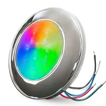 Pactrade Marine LED Courtesy Lights RGBW - 3-Inch, Remote-Controllable (5-Wire, Requires Controller) - Stainless Steel Surface Mount - Dimmable Color-Changing Interior Boat Lights, Marine-RV Ready 12