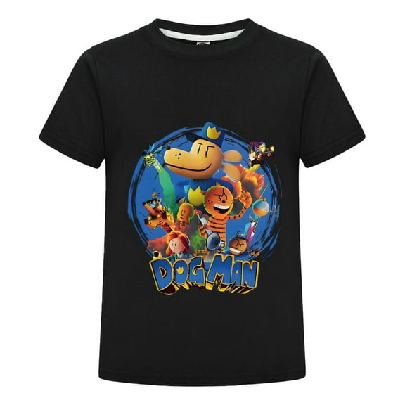 Dog Man Circle Frame Collage Kids Boys Girls Tee – Unique Artistic Comic Shirt Top for Young Readers