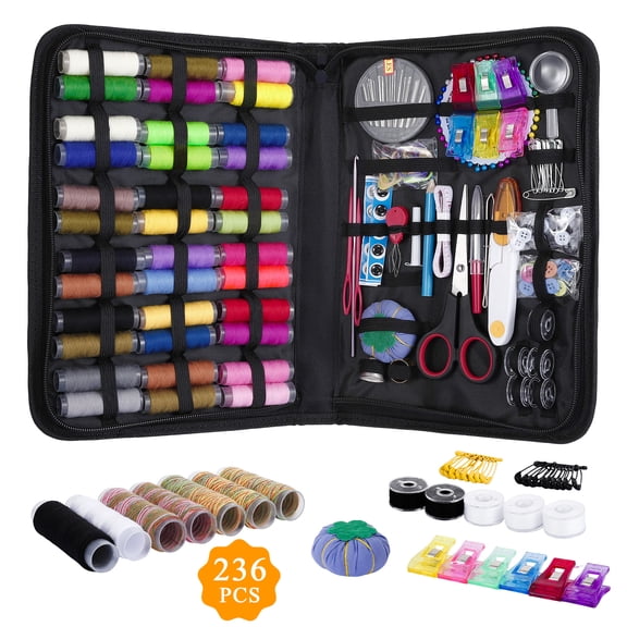 Armscye 236 Pcs Sewing Kit for Adult, Needle and Thread Kit with Case, Sewing Supplies Accessories for Beginners Professionals, Travel Hand Sewing Set with 43XL Thread, Needles, Buttons and More