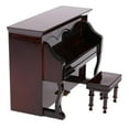 thumbnail image 4 of Dollhouse Miniatura Piano Taburete Estuche Set Instrumento 1/12 Accesorio café Zulema dollhouse piano, 4 of 8