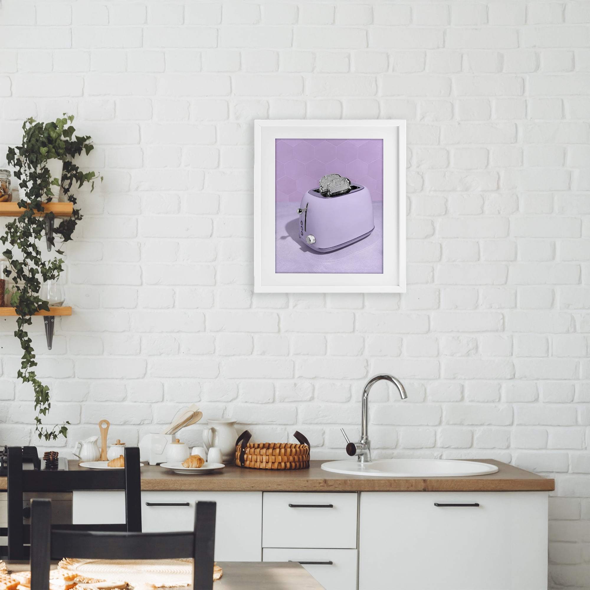 Stupell Industries Disco Toast over Purple White Framed Print Under Glass, design by LISH Creative