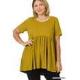 thumbnail image 2 of TheLovely Women & Plus Round Neck Brushed DTY Short Sleeve Ruched Tunic Blouse Top, 2 of 2