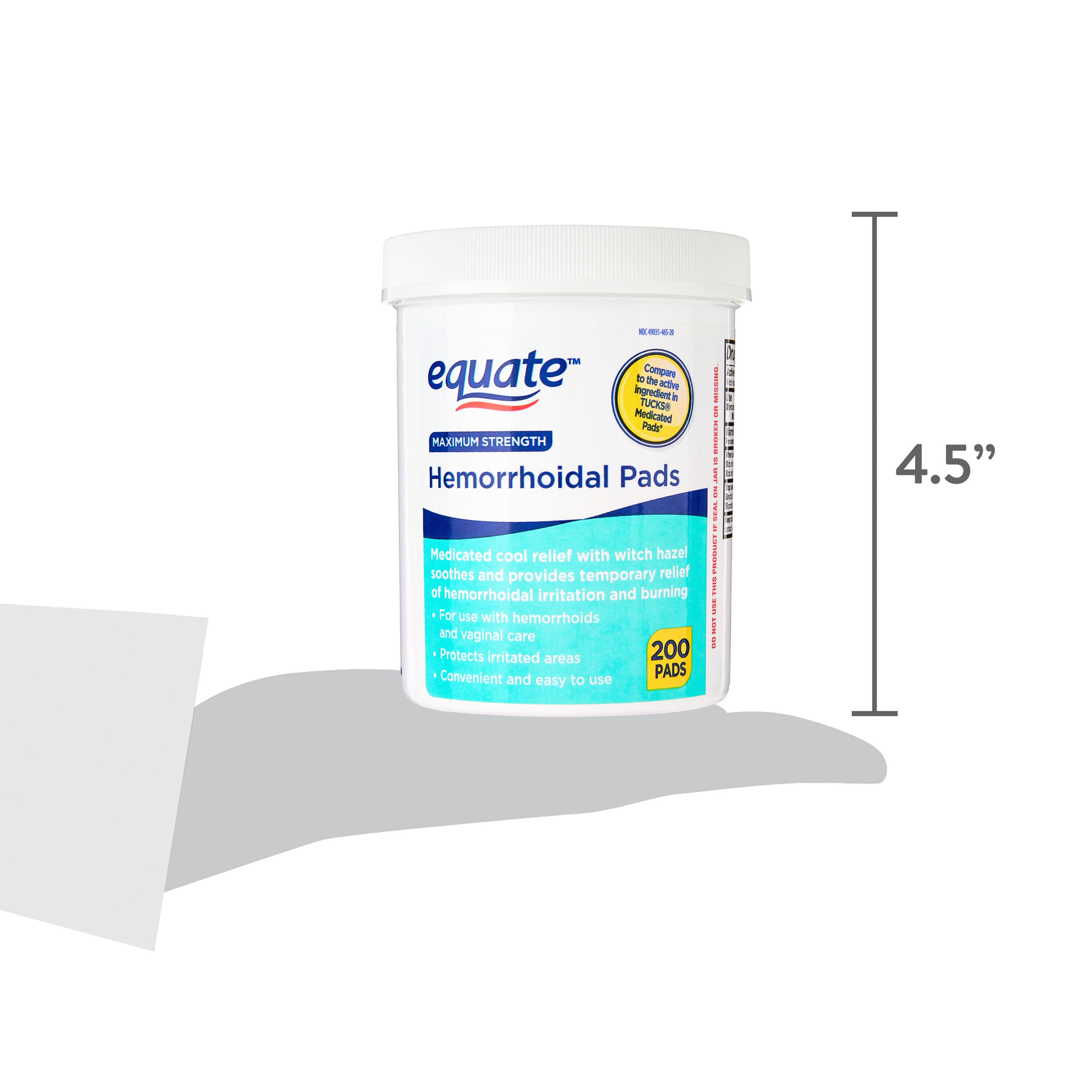 (4 pack) Equate Witch Hazel Wipes for Hemorrhoid pain Witch Hazel 50% 200