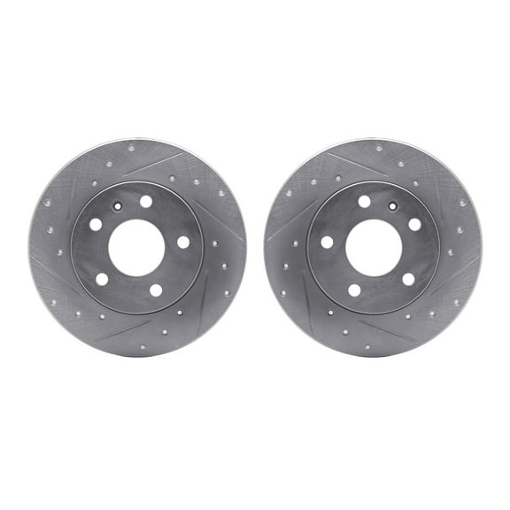 Dynamic Friction Company Rear Brake Rotors-Drilled and Slotted-Silver 7002-53004
