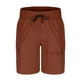 thumbnail image 5 of RYDCOT Men's Cargo Shorts Drawstring Casual Loose Fit Multi-Pockets Elastic Waist Straight Leg Shorts Brown, 5 of 6