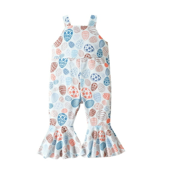 MZXELPRJD Baby Boy Rompers Toddler Girls Boys' Clothing Sets Easter Sleeveless Cartoon Prints Romper Bell Easter Kids Outfit 10-12 Girls Outfits