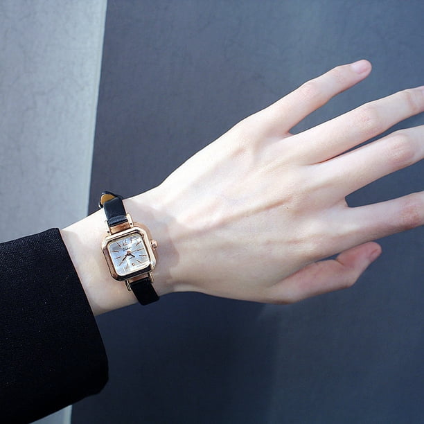 Mini reloj cuadrado pequeño y sencillo para niñas, pequeño reloj retro informal para estudiantes, reloj de moda con correa fina de estilo coreano para mujeres