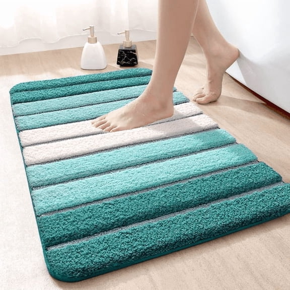 16x24 Inch Bathroom Rug Non Slip Washable Absorbent Shower Floor Mat Turquoise Teal And White For Sink Entryway