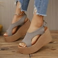thumbnail image 6 of HAOTAGS Womens Casual Wedge Heel Sandals Walking Platform Sandals Khaki Size 9.5, 6 of 7