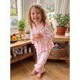 thumbnail image 4 of RUINIXCW Toddler Baby Girl Spring Fall Winter Pajamas Set Kids PJS Sleepwear Floral Print Ruffled Button Down Collar Long Sleeve Shirt Tops Pants Set, 4 of 10