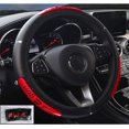 thumbnail image 1 of Housse de Volant Extensible Élastique, Frais en Été, Housse de Volant Automobile Universelle 15 Pouces, Motif en Fibre de Carbone, Antidérapant, Inodore, Facile à Installer, Noir Rouge, 1 of 3