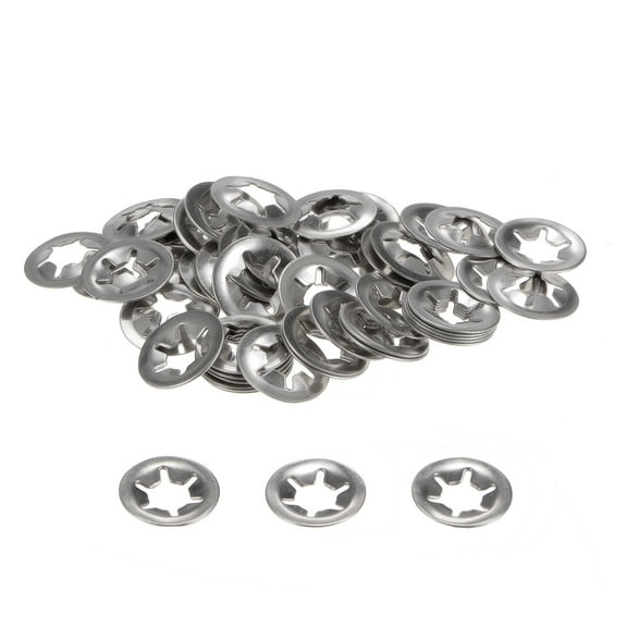 60 Pack Internal Tooth Star Lock Washers M8 Quick Speed Locking Washers, 304 Stainless Steel Starlock Push Nuts