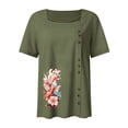thumbnail image 4 of LYXSSBYX Clearance Plus Size Womens Shirts Women Neck Short Sleeve Casual Fashion Printed Button Top T-Shirt, 4 of 4