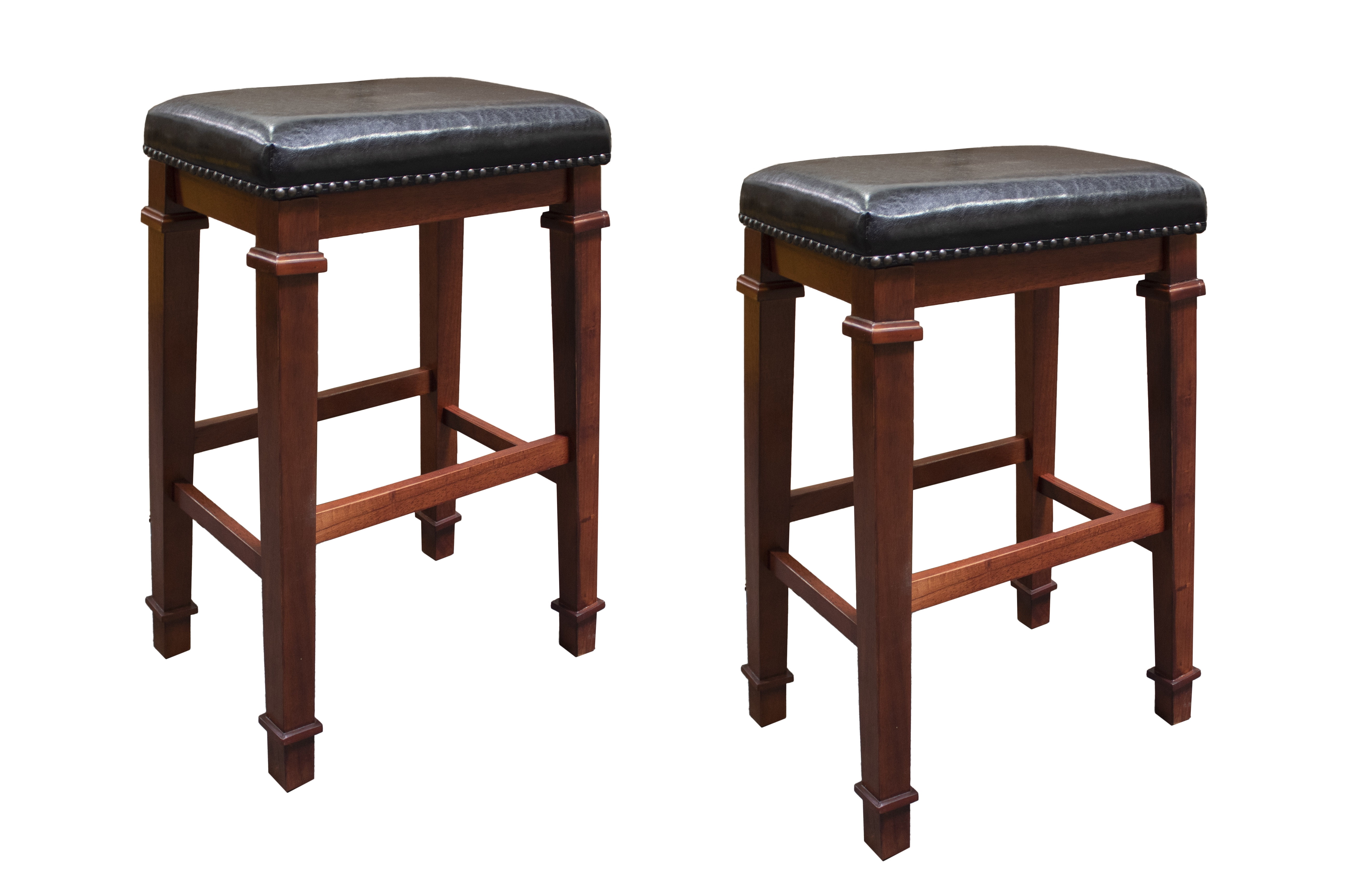 Best Master Furniture 26" inch Cherry with Faux Leather Bar Stool, Set