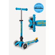 Micro Mini Deluxe Foldable LED 3-Wheel Scooter for Kids Ages 2-5, Navy Blue