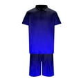 thumbnail image 2 of MNCEKFOD Mens Short Sets 2 Piece Outfits Summer Gradient Collared Shirt Zipper Top with Comfy Elastic Waist Shorts Casual Tracksuit Set Blue XXL, 2 of 4