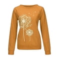 thumbnail image 4 of Camiseta Mujer Manga larga Cuello redondo Tops Poliéster Suéter deportivo Ropa con estampado informal, Caqui, S AweSitey AP003791-04, 4 of 6