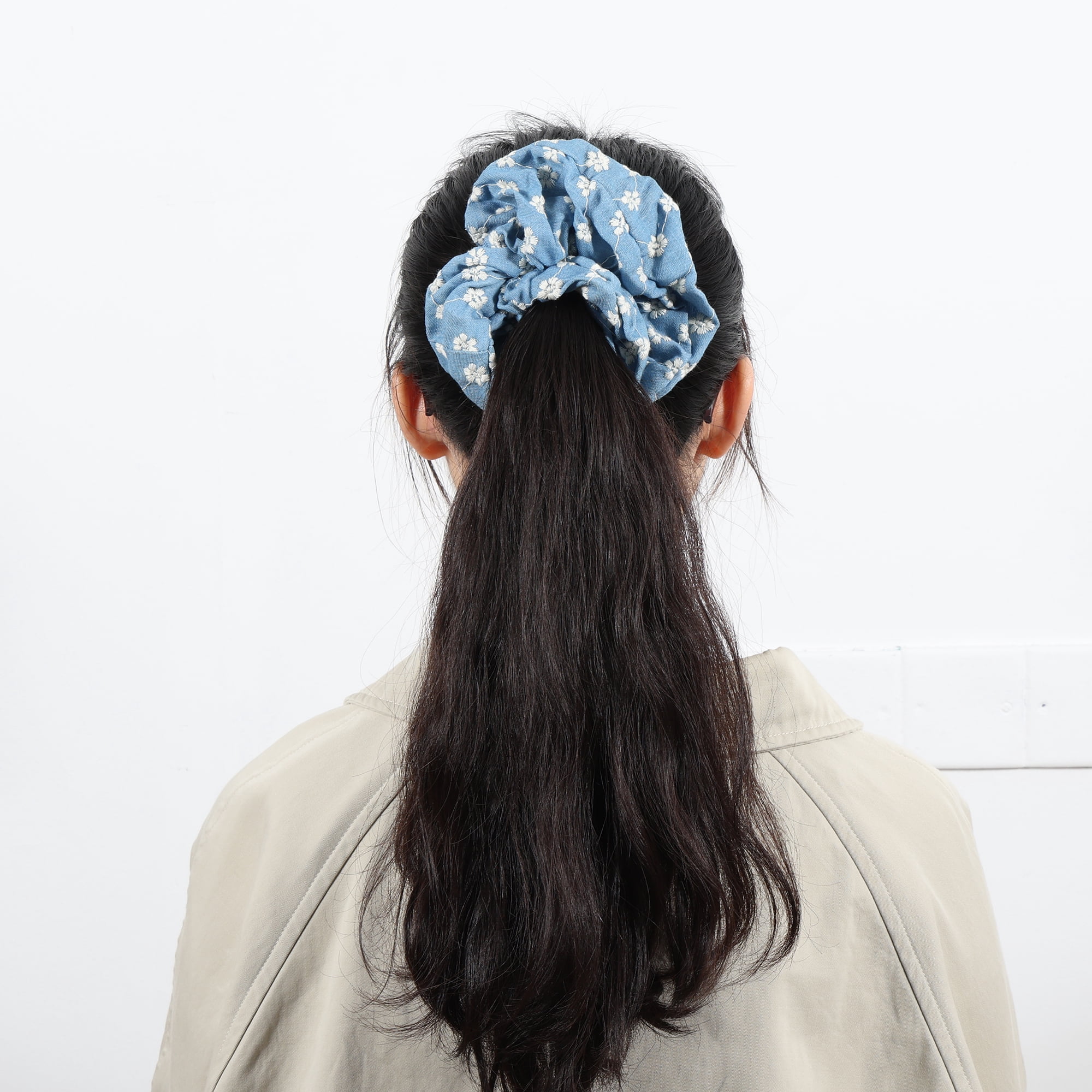 Unique Bargains Rose Denim Hair Ties Fashionable Daily Use Light Blue