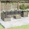 thumbnail image 1 of vidaXL 7 Piece Garden Lounge Set with Cushions Grey Poly Rattan, 1 of 5