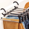 thumbnail image 2 of Cintres en Acier Inoxydable à la Maison Multifonctions Pliable Rack Pantalon Rack de Stockage Rétractable Rack Pantalon Noir, 2 of 4
