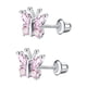 thumbnail image 4 of Pendientes de botón de moda con forma de mariposa, con incrustaciones de circonita y varilla de acero inoxidable de estilo europeo y americano, 4 of 6
