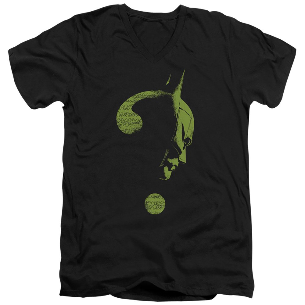 The Batman (2022) Unisex Adult V-Neck T Shirt, Question Mark, Medium