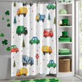 thumbnail image 4 of Shower Curtain, Cartoon Trucks Green Pine Tree Waterproof Shower Curtain Set with Hooks for Bathroom Showers,Stalls and Bathtubs,36x72In Colorful Polka Dots, 4 of 9