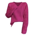 thumbnail image 4 of Ediodpoh Women Long Sleeve Pullover Sweaters Casual Fall V Neck Knitted Sweaters for Women Lightweight with Hollow Design Red M, 4 of 4