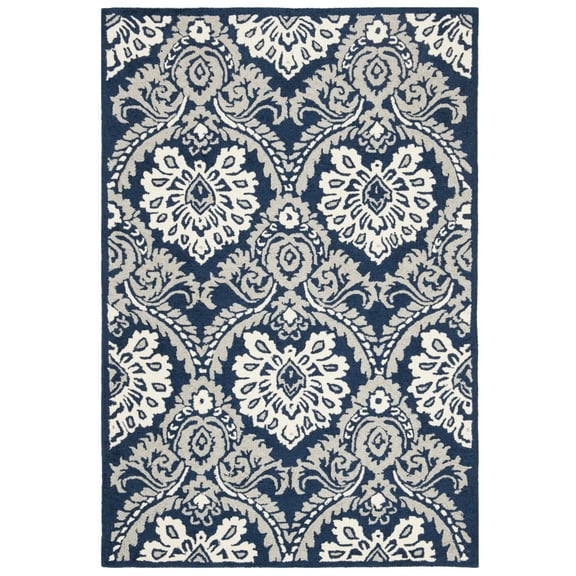 SAFAVIEH Blossom Travis Damask Area Rug, Navy/Ivory, 2' x 3'