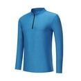 thumbnail image 3 of Handshe Men's Solid Color Sport Dry-Fit Half-Zip Long Sleeve Shirt with Stand Collar, Quick-Dry Athletic Top for Men, Workout Hiking Running Performance Apparel, 3 of 6