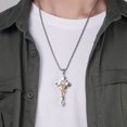 thumbnail image 2 of Collar con personalidad de nicho de acero inoxidable con diseño de cruz de acero de titanio y estilo retro punk, 2 of 6