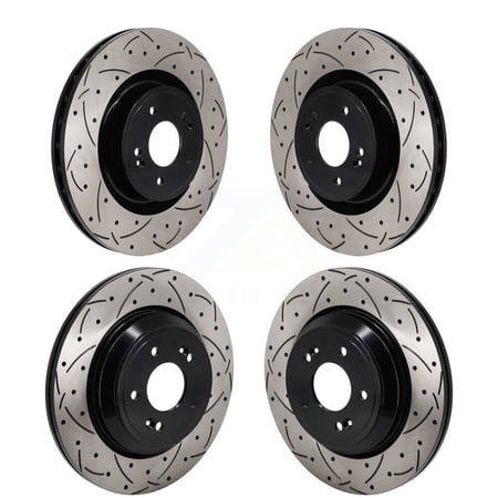 DS-One Front Rear Coated Drilled Slotted Disc Brake Rotors Kit for Car 2022 Genesis G70 3.3L with 330mm Diameter Rotor KD-100653