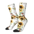 thumbnail image 2 of Uemuo Sunflowers Leaves And Birds Pattern Women's Crew Socks, Soft Durable Breathable Moisture-Wicking with Odor Control Cotton socks, 2 of 9