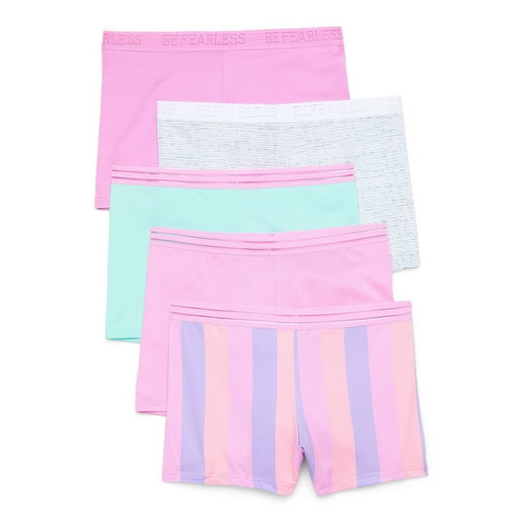 Athletic Works Girls Active Boyshort Underwear, 5-Pack, Sizes S-XL