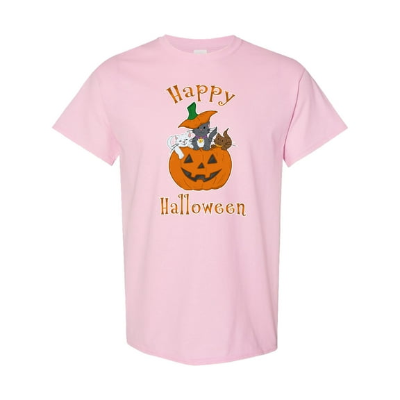 Inktastic Happy Halloween Kittens in Pumpkin T-Shirt