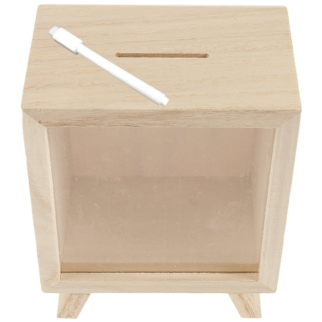 ColoMX 1 conjunto de piggy bank de madera un banco de dinero de madera de madera lindo banco de monedas creativas bancos con lápiz