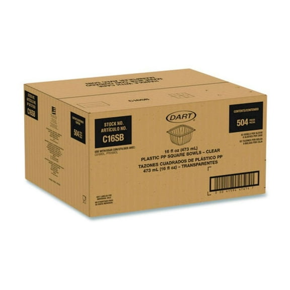 8.5 in. x 8.5 in. x 1.96 in. 16 oz. Plastic Bowls - Square Clear (504/Carton)