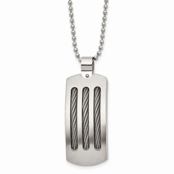 White Stainless Steel necklace with pendant Men's 22 in
