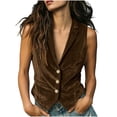 thumbnail image 2 of YanHoo Womens Velvet Vest Vintage Sleeveless V-Neck Button Down Waistcoat Casual Going Out Party Outfits, 2 of 6