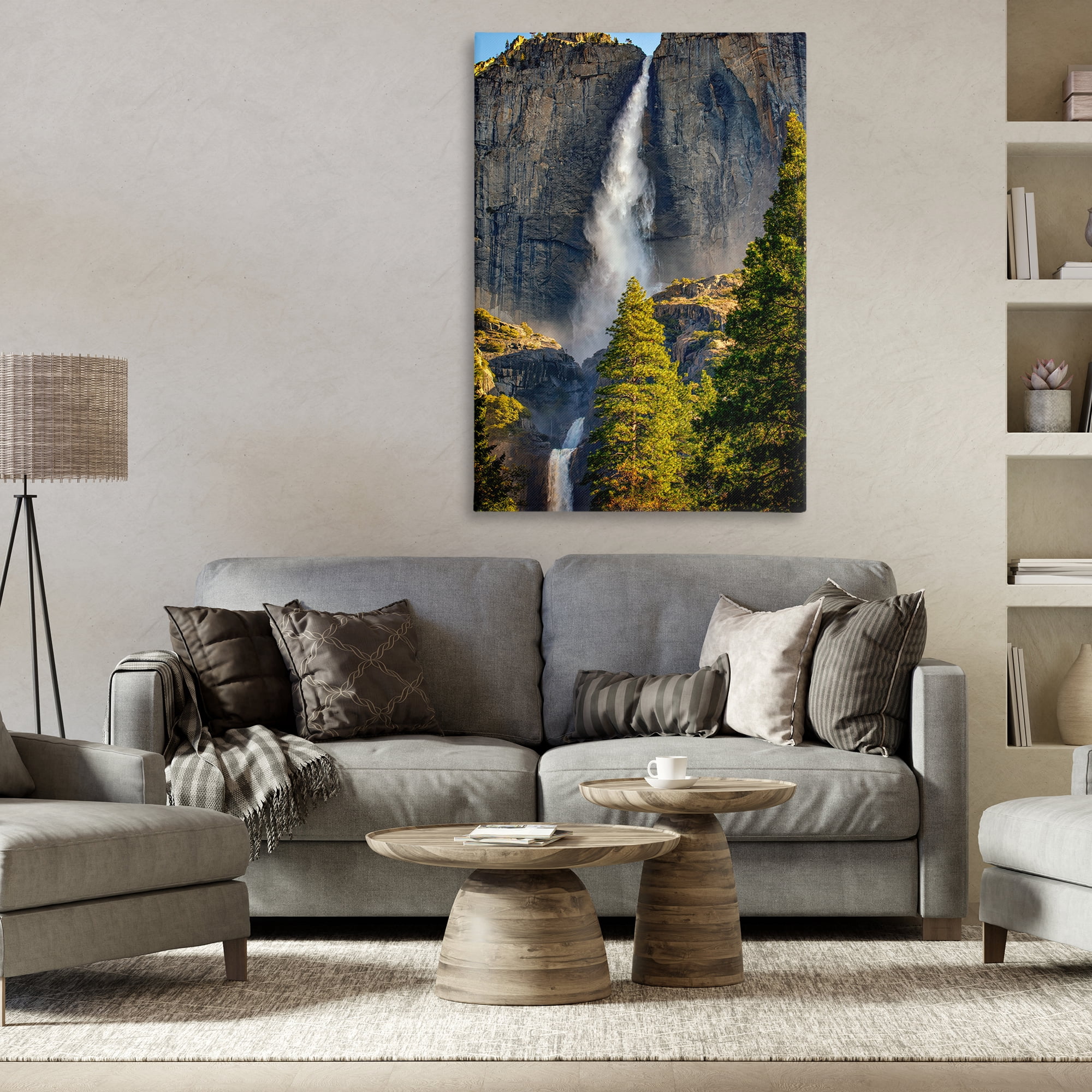 Stupell Industries Waterfall Between Cliffs Landscape & Nature Photography Wrapped Canvas Art Print Wall Art, 30 x 45