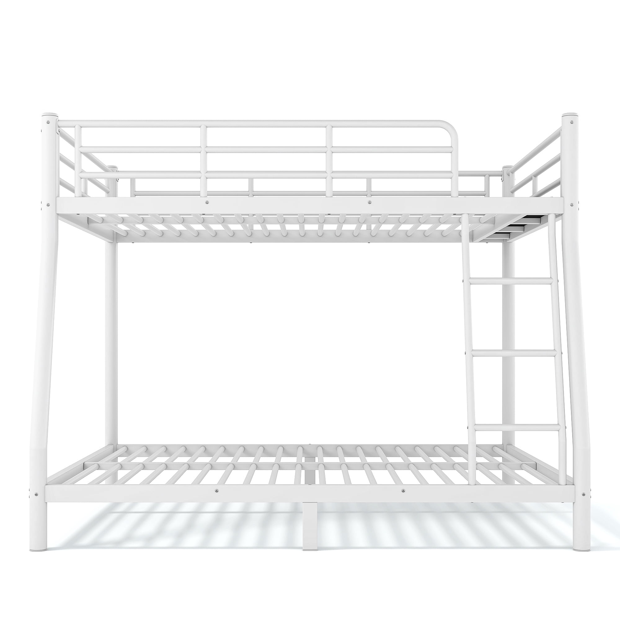 GARITIN Full XL Over Queen Size Metal Bunk Bed 82.4 Inch, Bunk Bed Frame with Ladder and Guardrails for Teens Adults, White